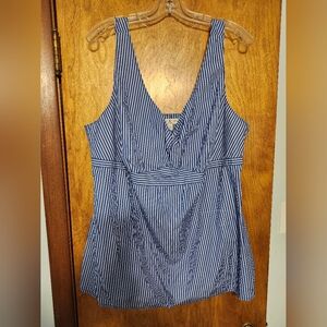 Tommy Hilfiger Strappy Blue & White Stripe Tank Top with Zipper on Side Size 22